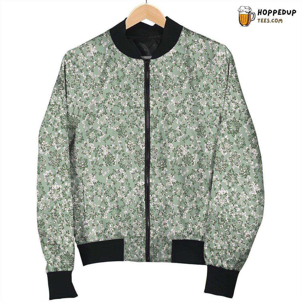 Queen Anne S Lace Mint Pine Ditsy Bomber Jacket