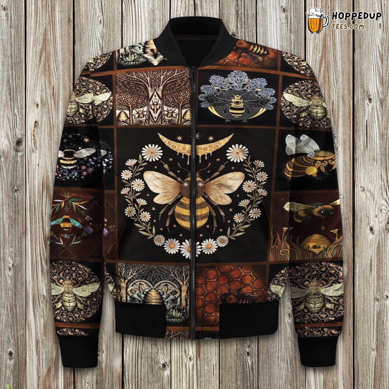 Queen Bee Graphic Winter Bomber Jacket Stylish Warm Comfort Design
