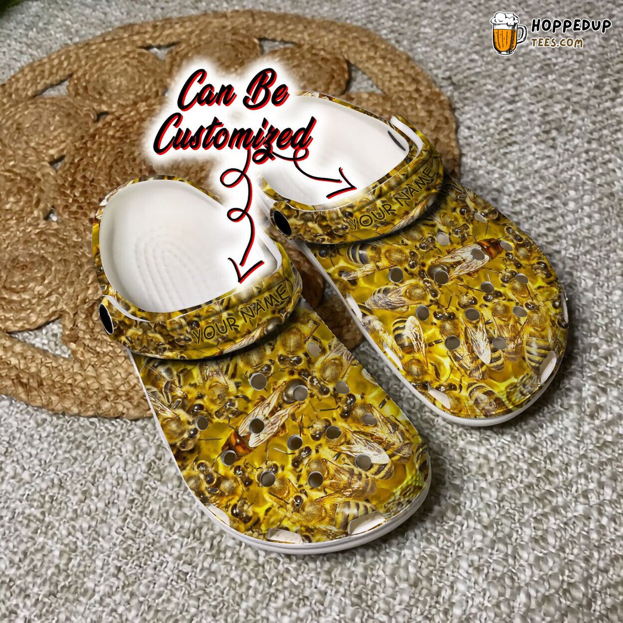 Queen Bee Patterns Themed Comfortable Clogs Bee Inspired Footwear