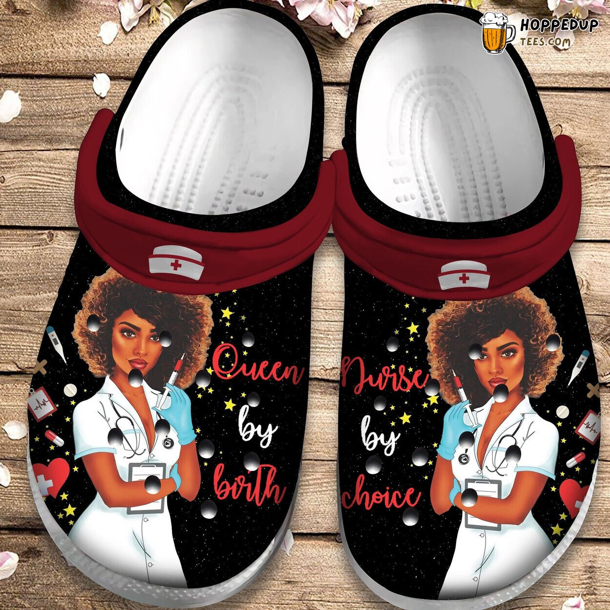 Queen By Birth Nurse By Choice Custom Outdoor Shoes Birthday Women Gift
