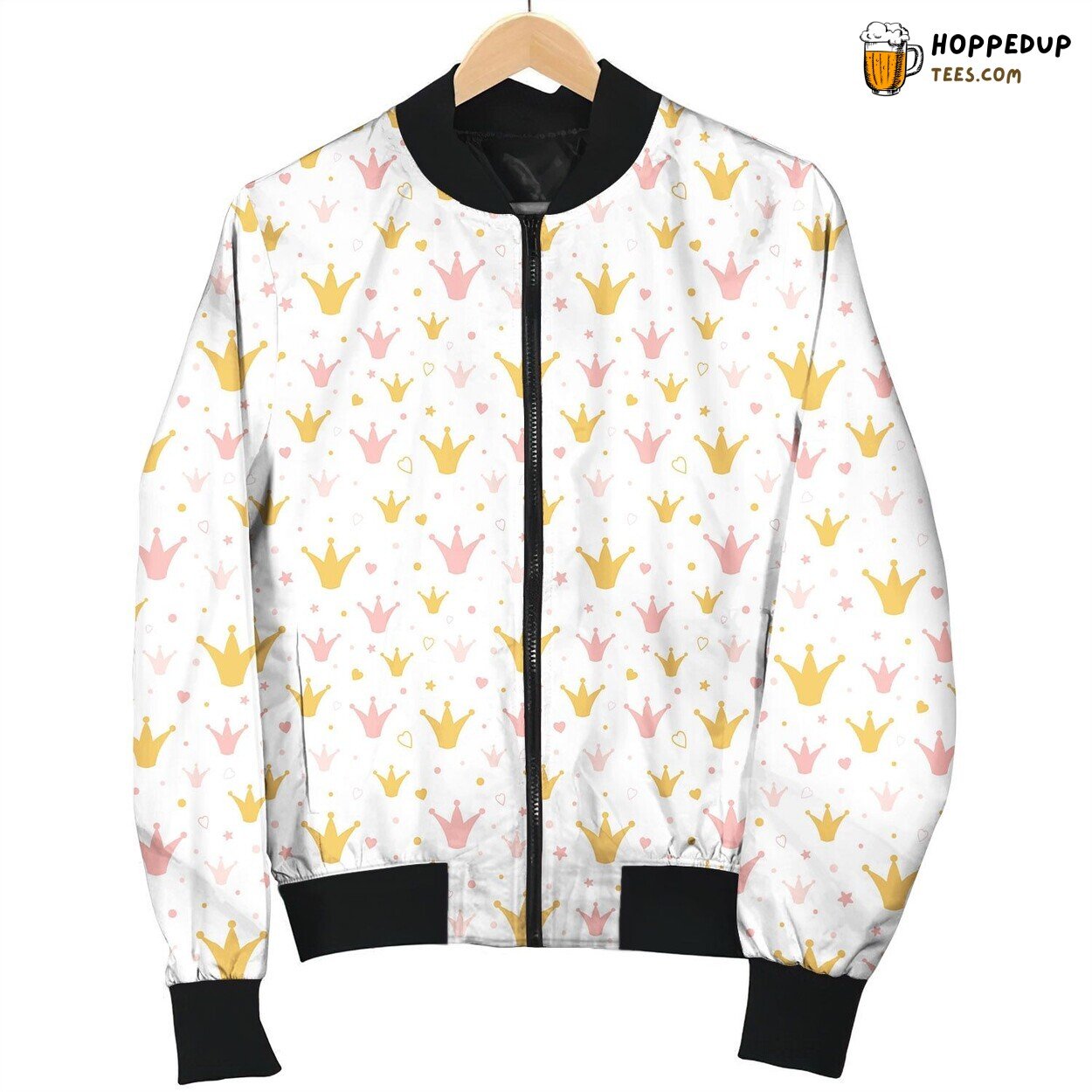 Queen Crown Pattern Bomber Jacket