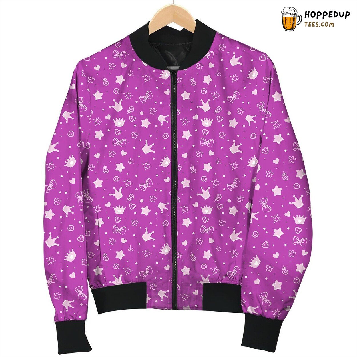 Queen Crown Star And Heart Bomber Jacket
