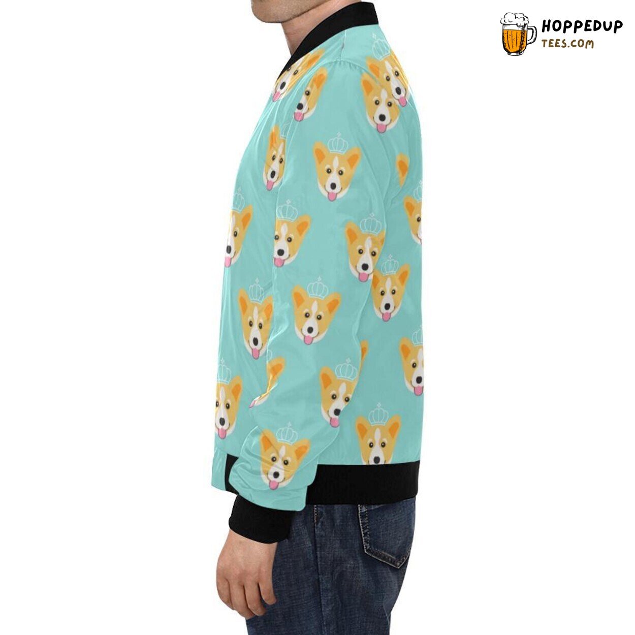 Queen King Corgi Distinct Pattern Print Men’s Bomber Jacket Design