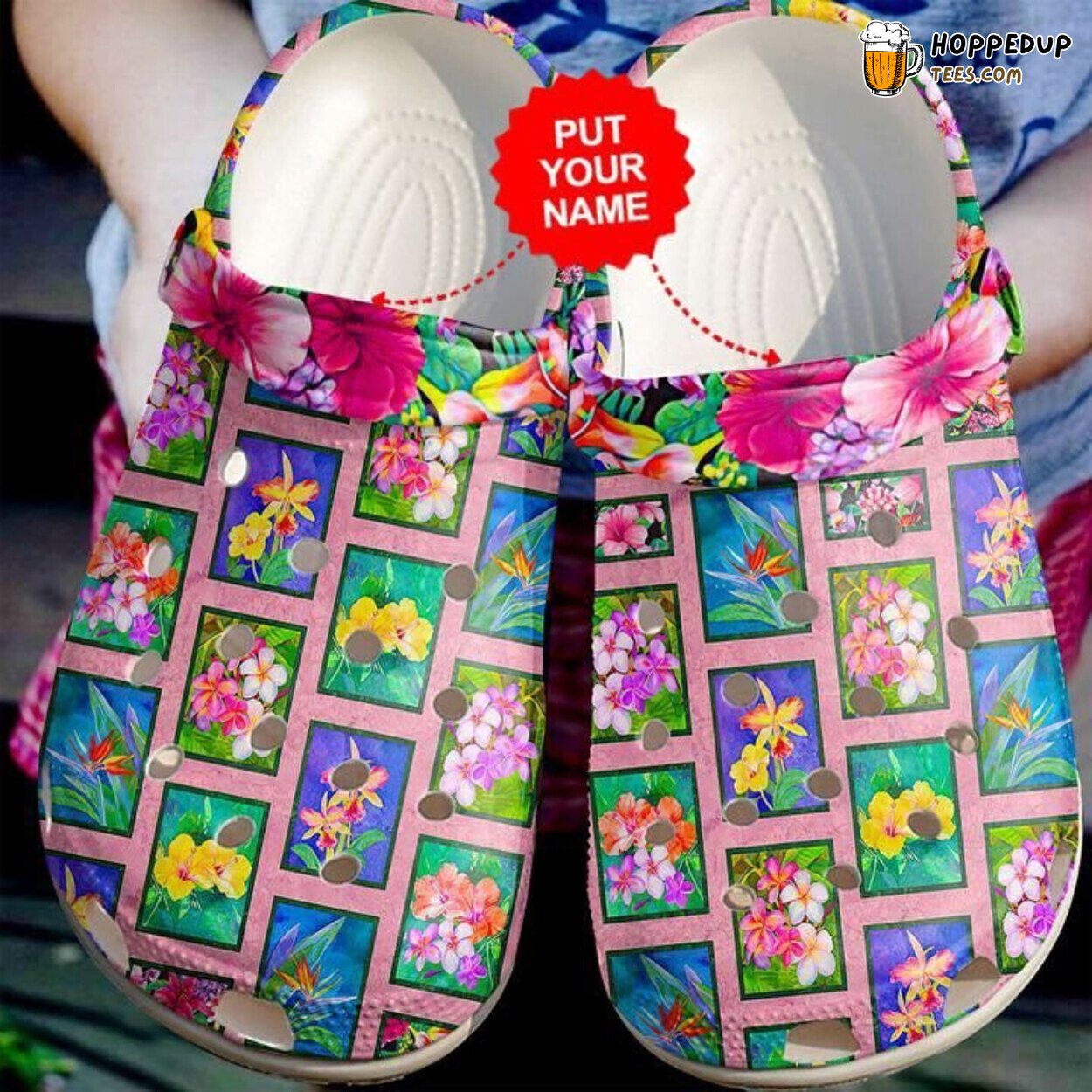 Quilt Flower Block Quilting Theme Comfortable Clogs Colorful Footwear