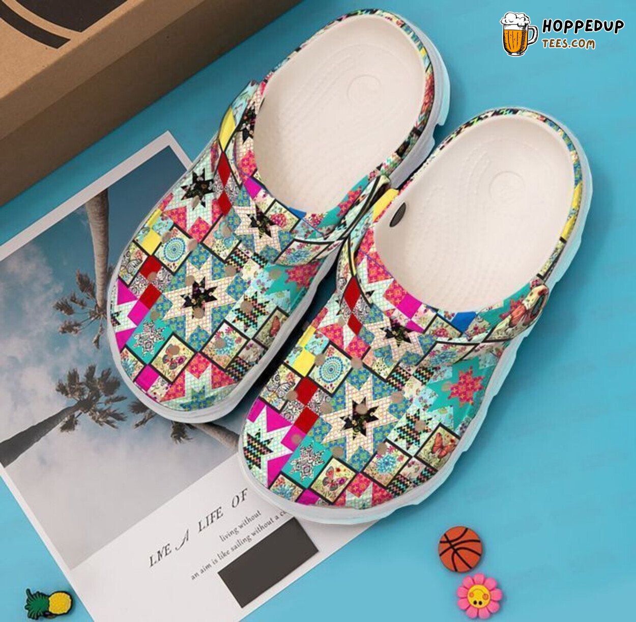Quilting Quilted Blocks Classic Themed Comfortable Unique Clog Shoes