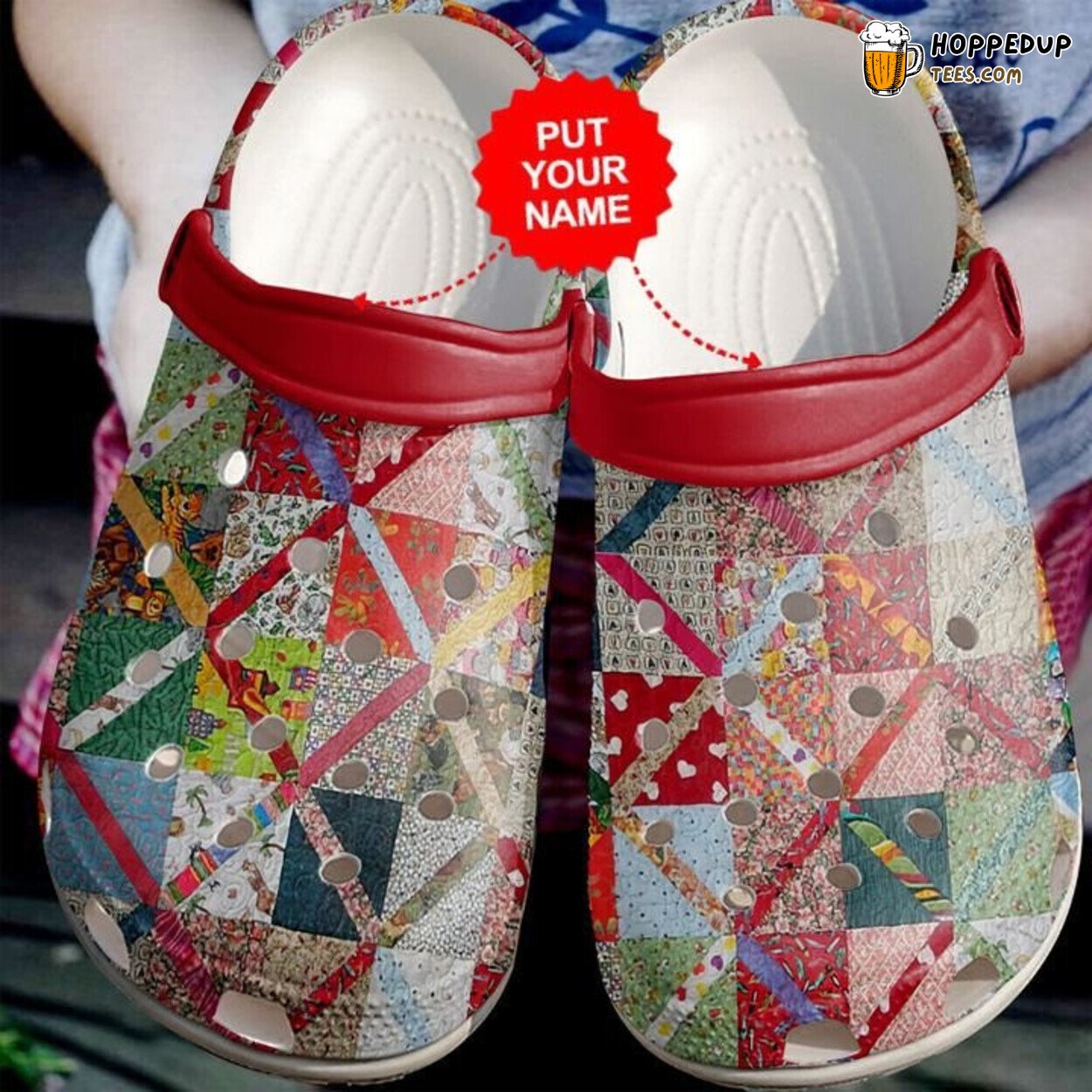 Quilting Vintage Pattern Theme Colorful Comfortable Clogs Artistic Shoes