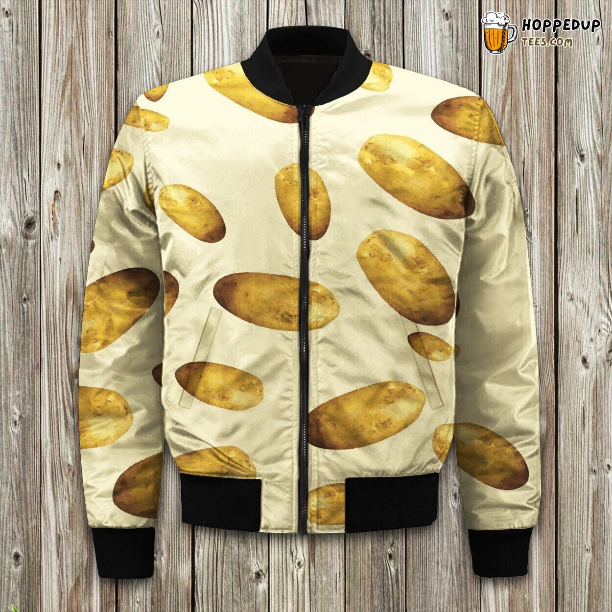 Quirky Potato Pattern Winter Bomber Jacket Veggie Lover Fashion
