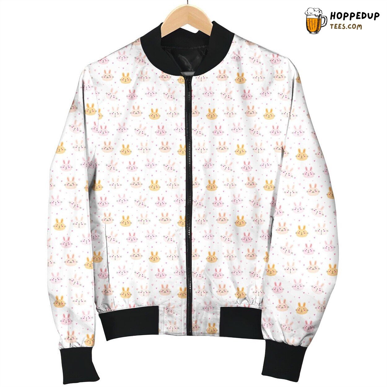 Rabbit And Heart Pattern Bomber Jacket