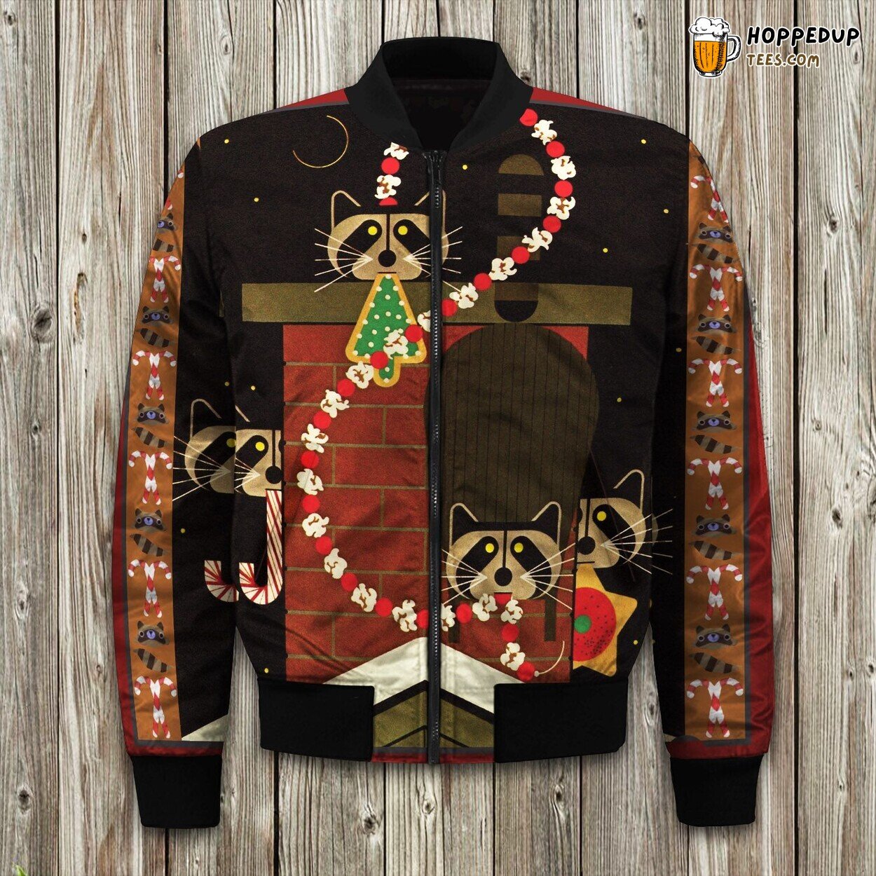Raccoon Christmas Bomber Jacket