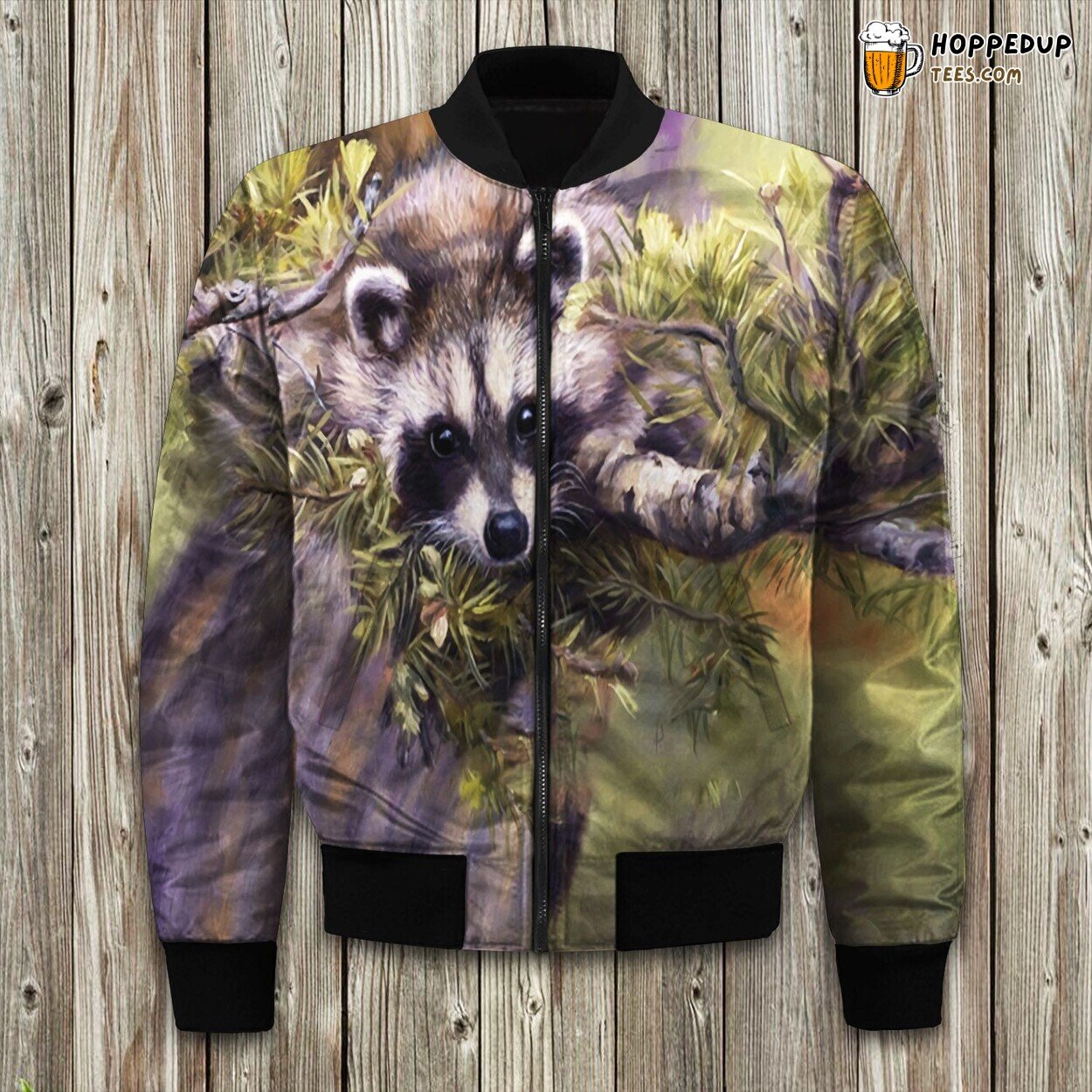 Raccoon Theme Winter Bomber Jacket Wildlife Nature Enthusiast’s Choice