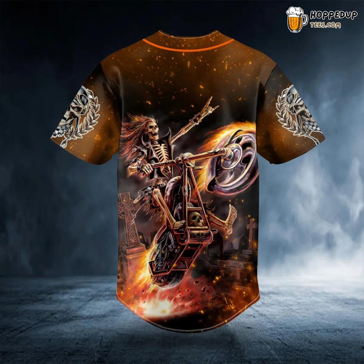 Racer Fire Skull Baseball Jersey Viking Graphic Tees 3D Print Exclusive Design