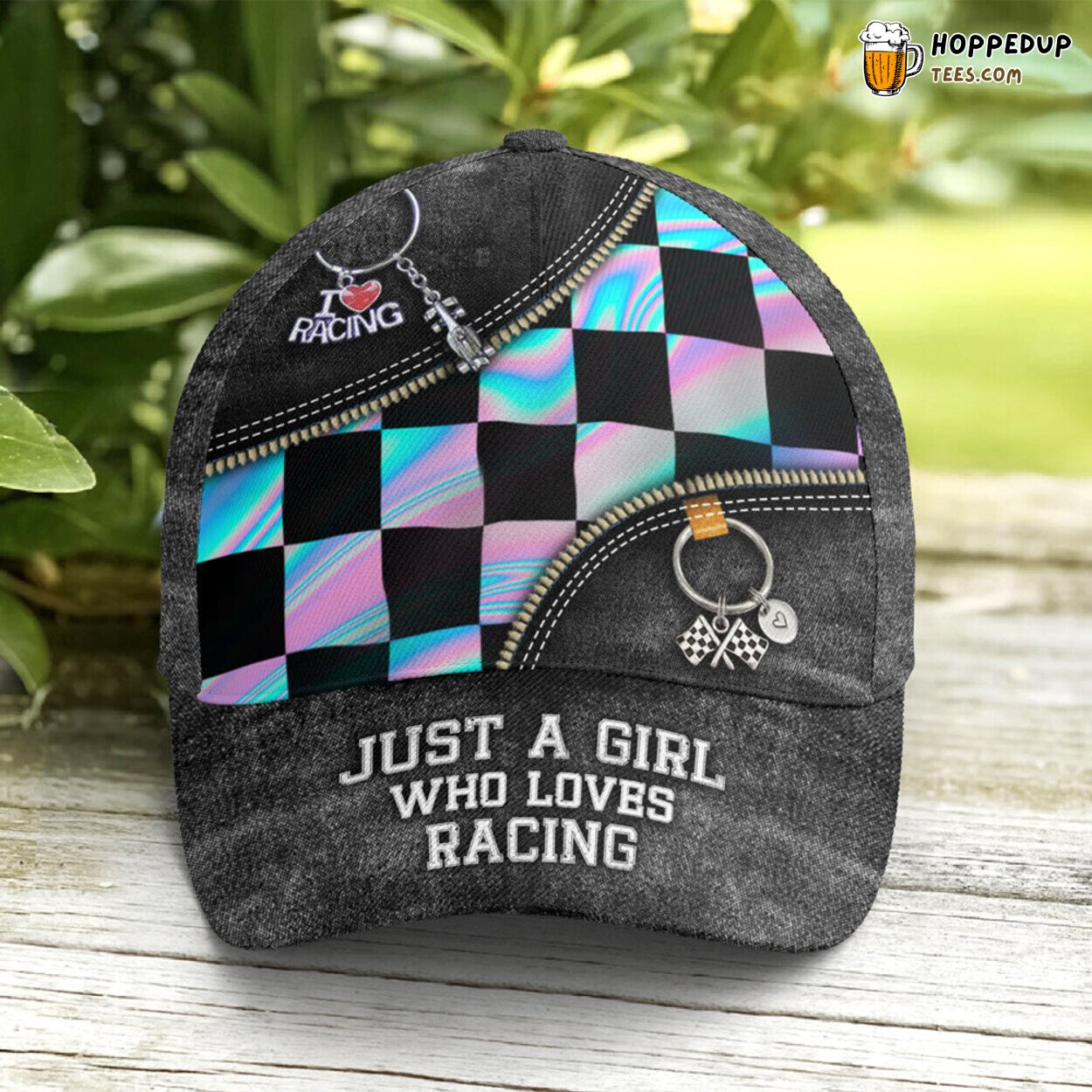 Racing Enthusiast Girl’s Statement Black Jean Unique Baseball Cap Art