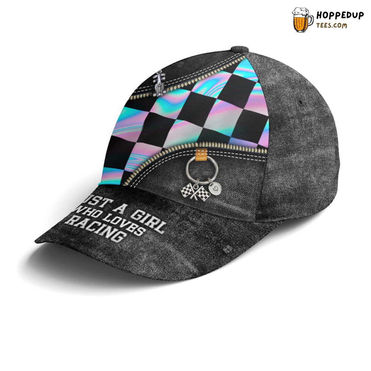 Racing Enthusiast Girl’s Statement Black Jean Unique Baseball Cap Art