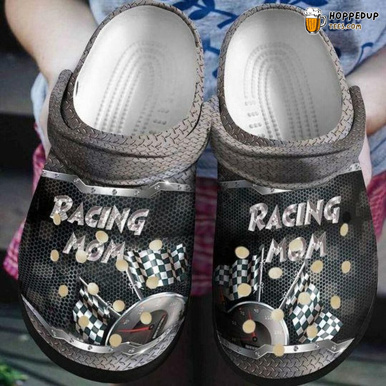 Racing Mom Flag Personalized Lover Gift Comfortable Rubber Clogs