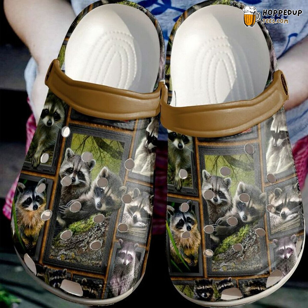 Racoon Pattern Themed Gift Rubber Clogs Shoes Comfy Unique Footwear
