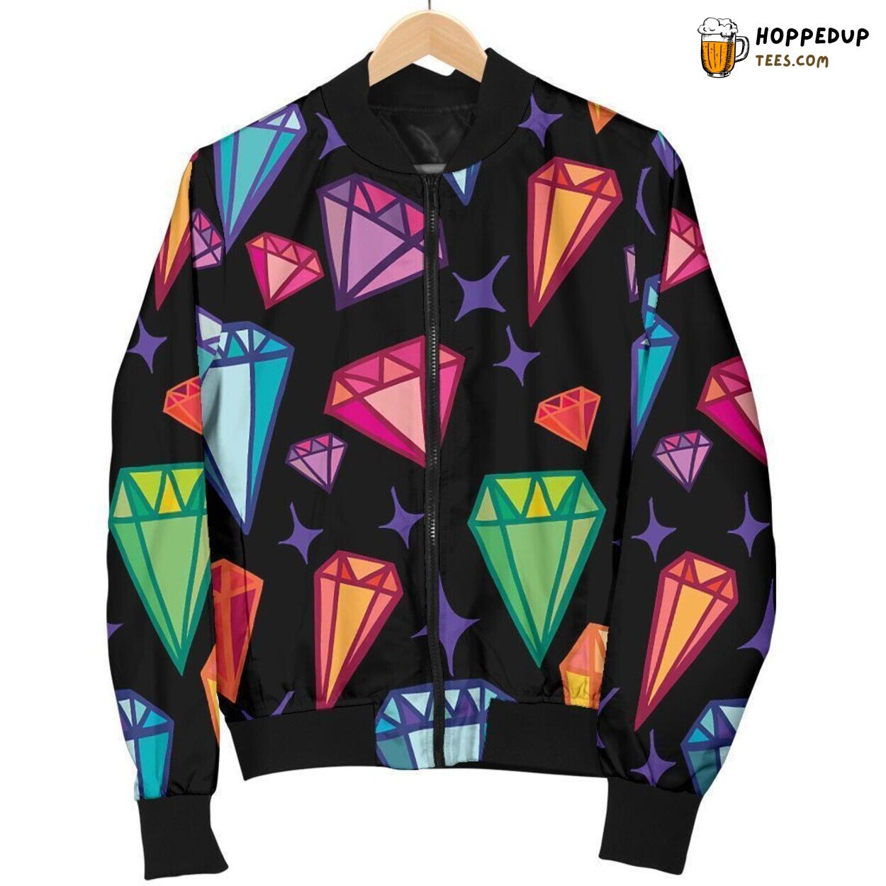 Radiant Colorful Diamond Men’s Bomber Jacket Unique Pattern Design Tribute