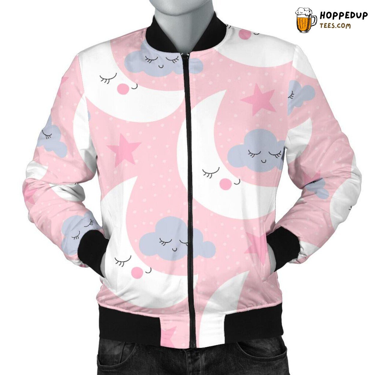 Radiant Full Moon Men’s Bomber Jacket Unique Pattern Design Display Tribute