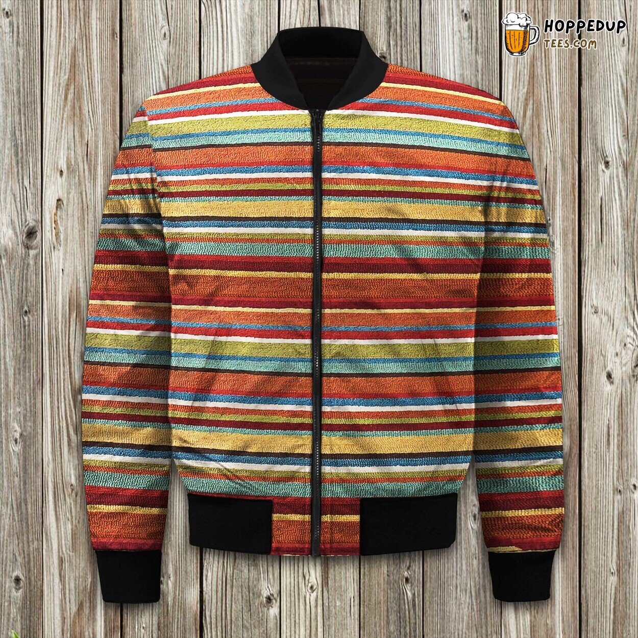 Radiant Stripe Colors Winter Bomber Jacket Premium Padded Warmth Quality
