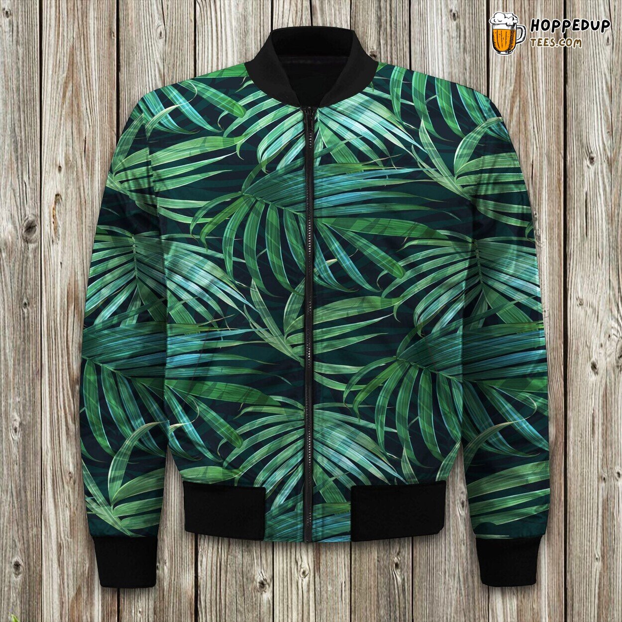 Radiant Tropical Flower Bliss Winter Bomber Jacket Exotic Flora