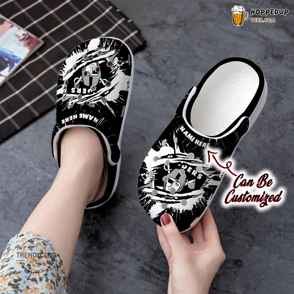 Raiders Football Ripped Claw Personalized Unique Clog Shoes Design