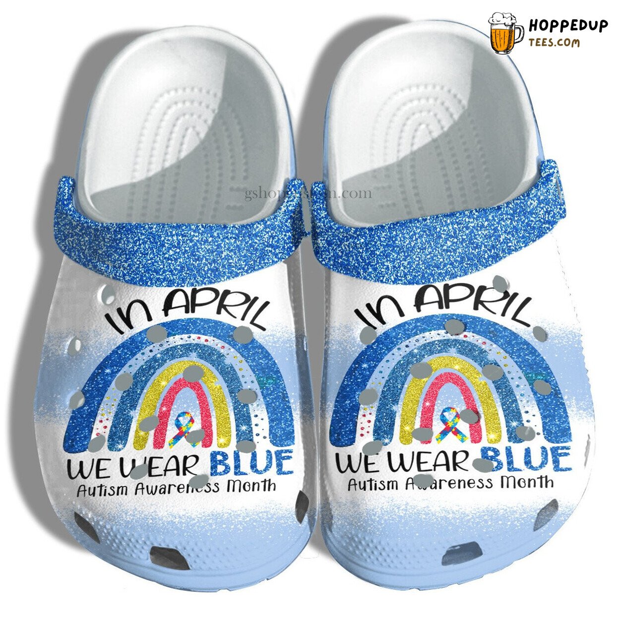 Rainbow Blue April Wear Autism Awareness Themed Comfortable Clogs
