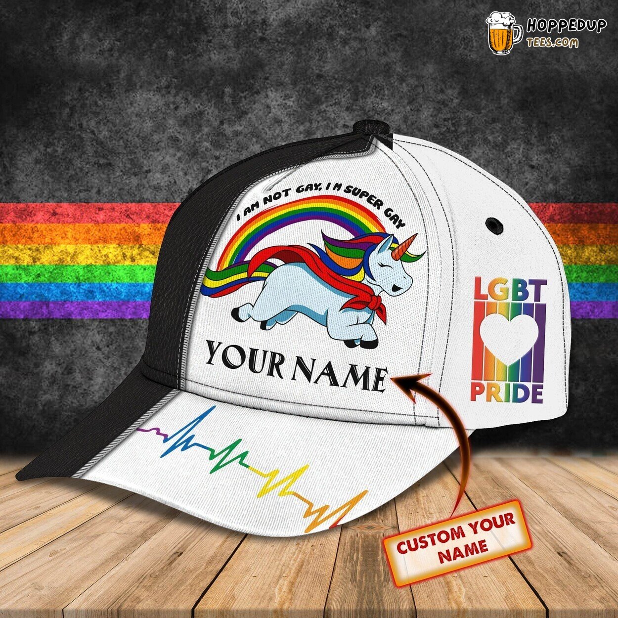 Rainbow LGBT Pride Personalized Name Classic Cap Special Design Hat