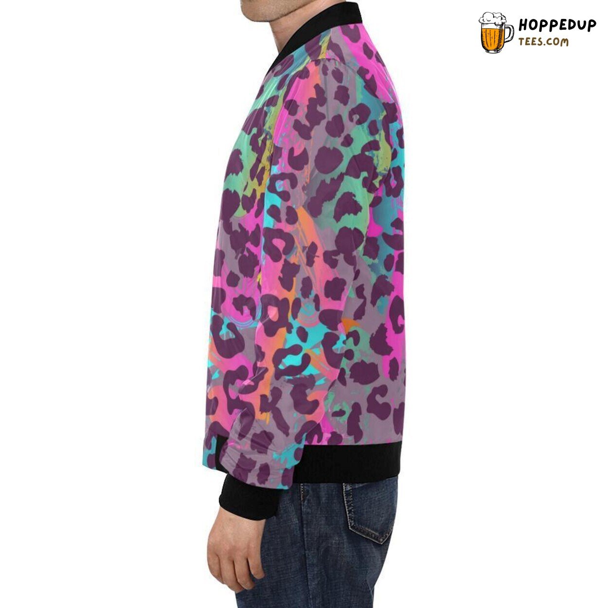 Rainbow Pattern Men’s Bomber Jacket Cheetah Leopard Unique Designer Print
