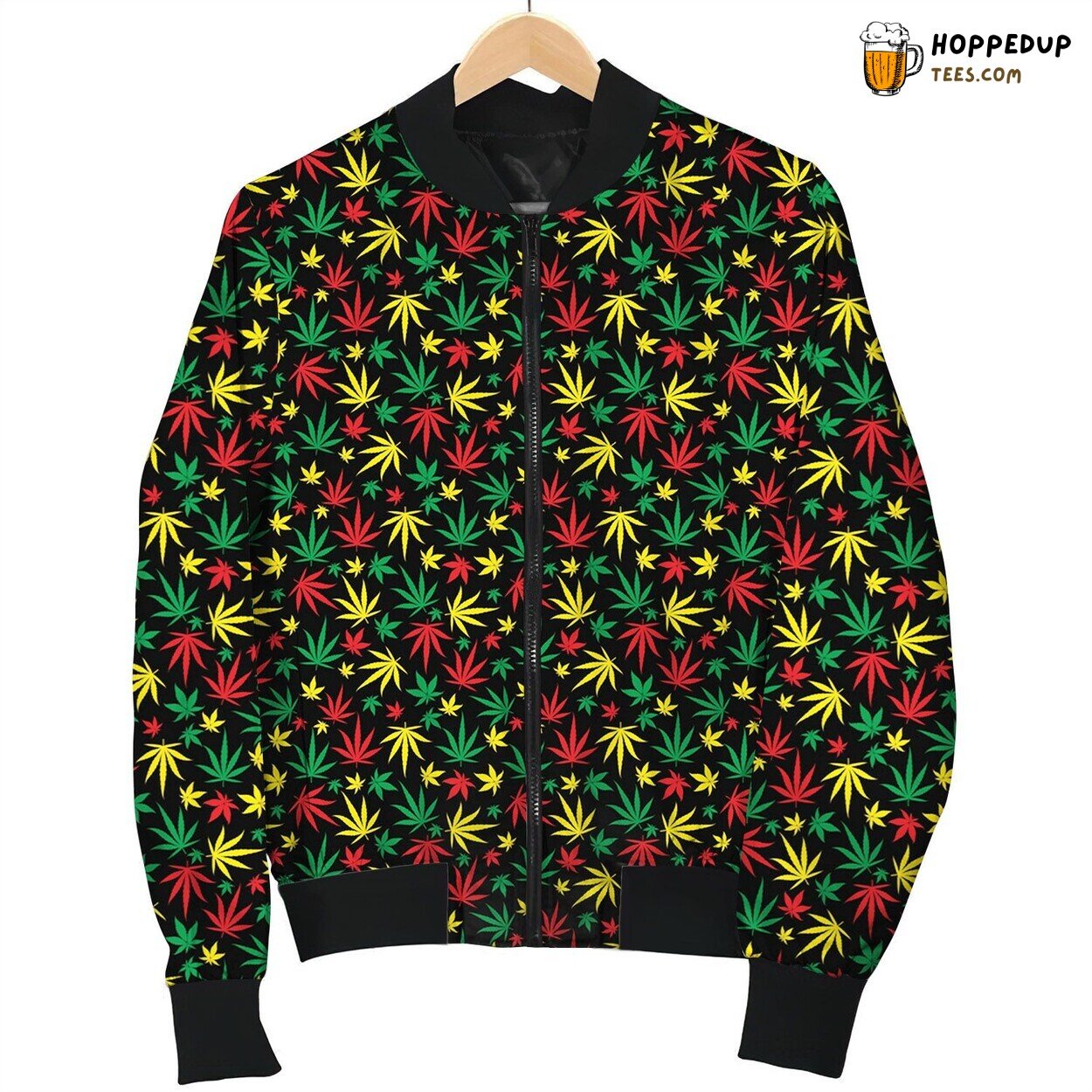 Rasta Cannabis Leaf Winter Bomber Jacket Superior Design Tailored Fit