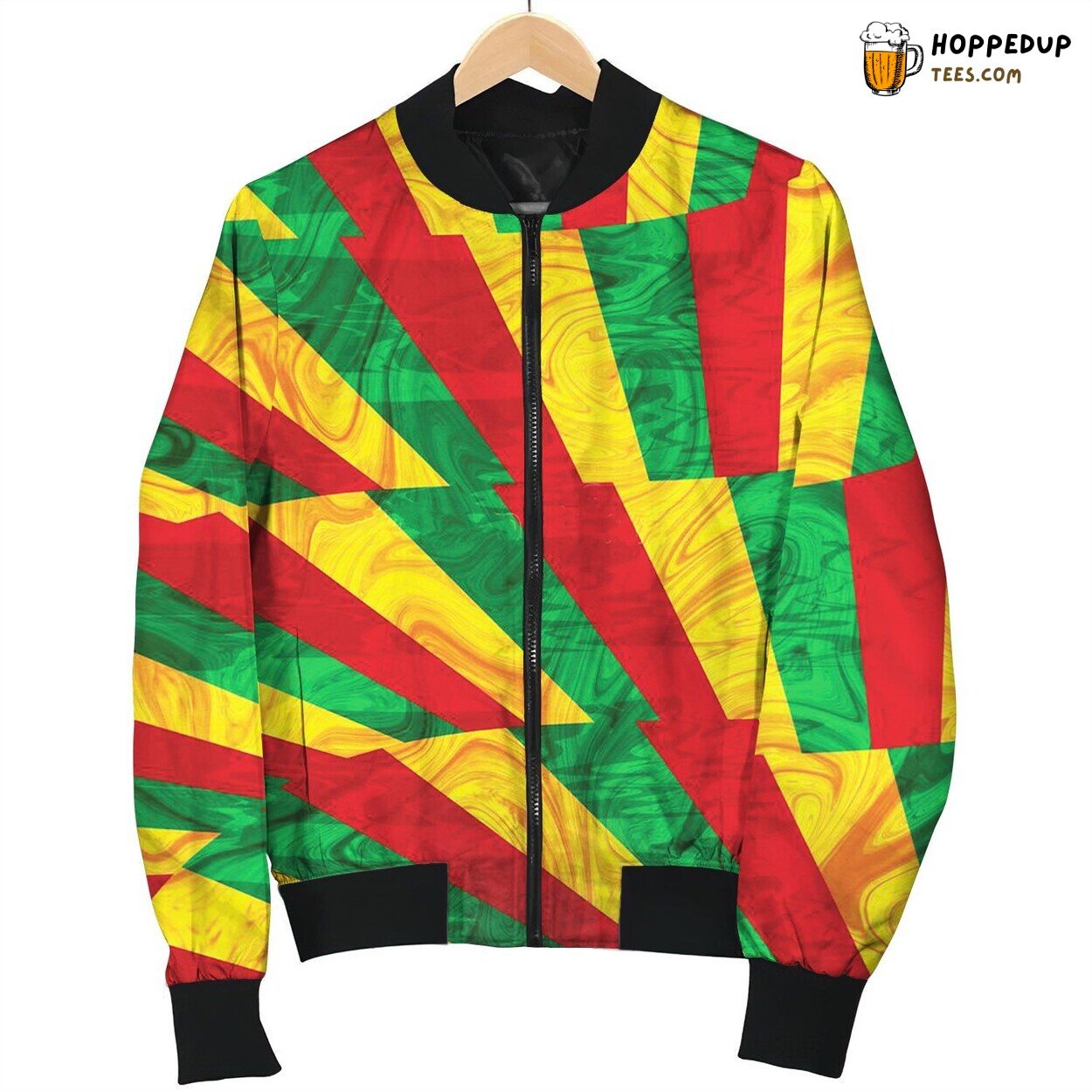 Rasta Cultural Pattern Winter Bomber Jacket Premium Design Comfort
