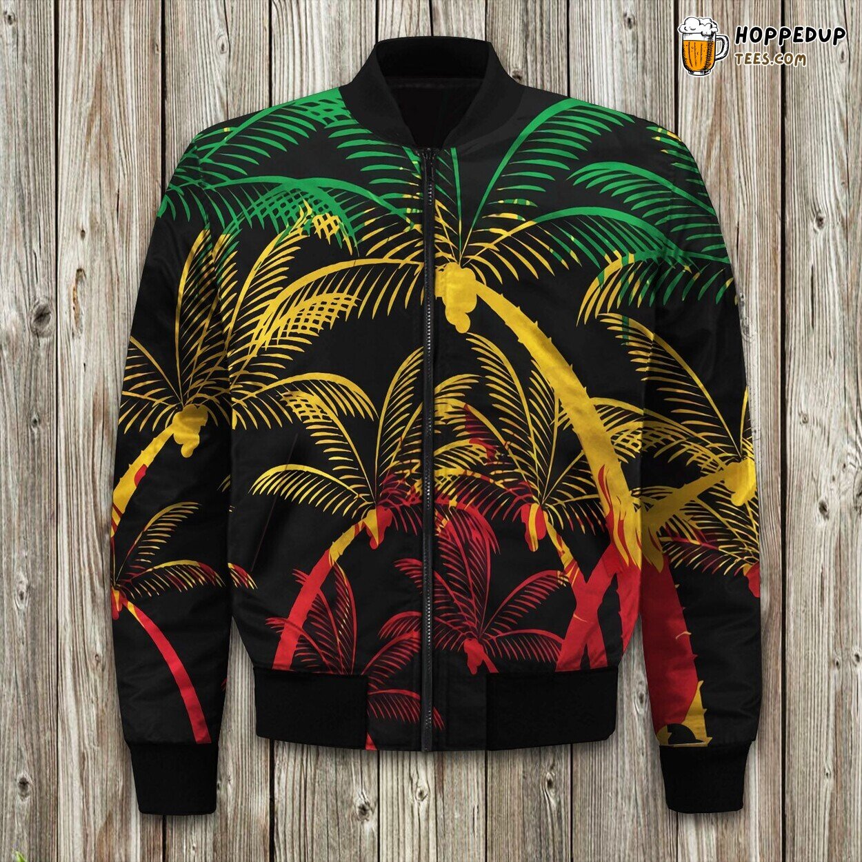 Rasta Heart Imprint Winter Bomber Jacket Authentic Distinctive Design