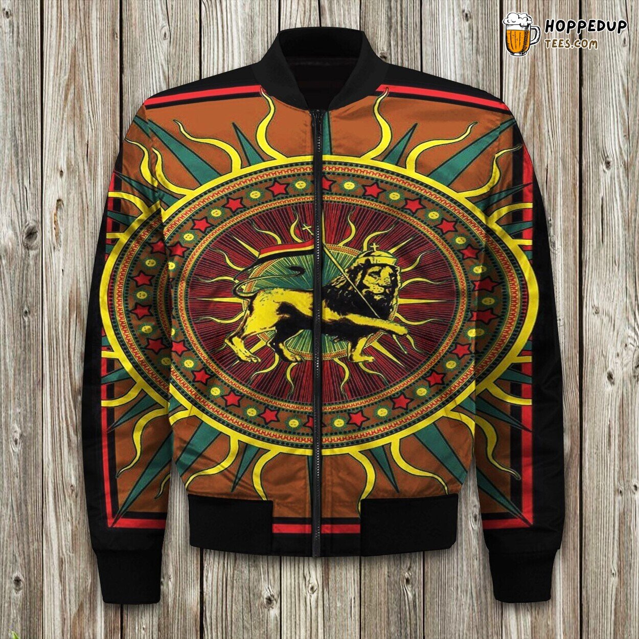 Rasta Lion Design Winter Bomber Jacket Unique Cultural Flag Inspiration