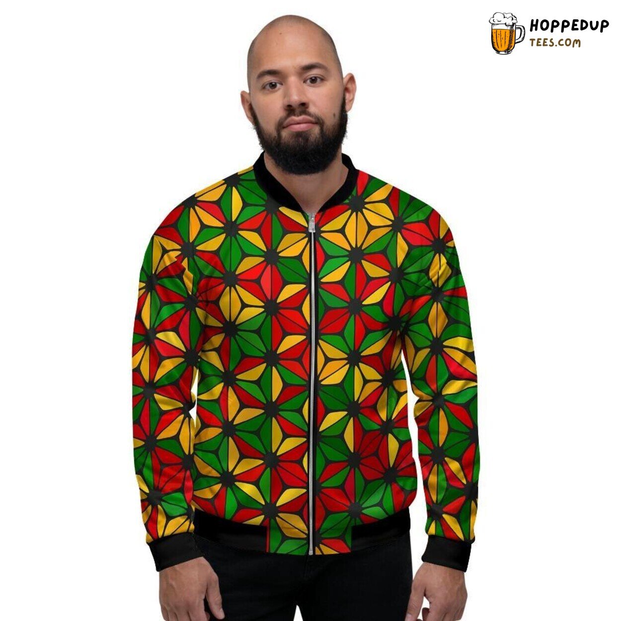 Rasta Reggae Abstract Vibrant Design Men’s Bomber Jacket Cultural Music Tribute