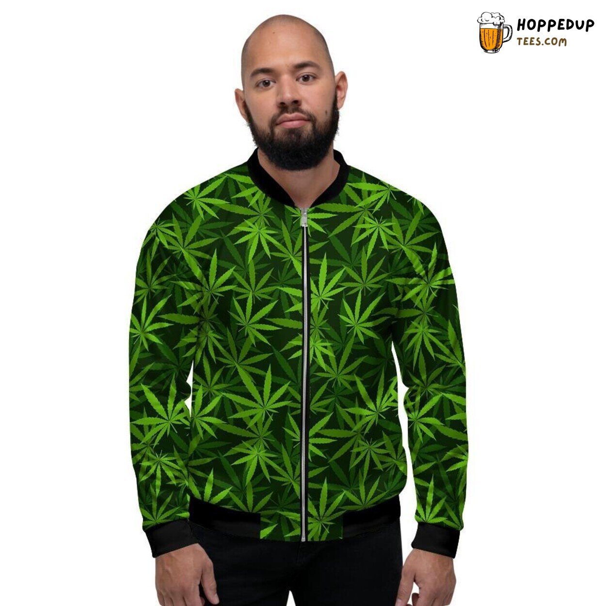 Rasta Reggae Leaf Artistic Design Men’s Bomber Jacket Vibrant Music Inspired