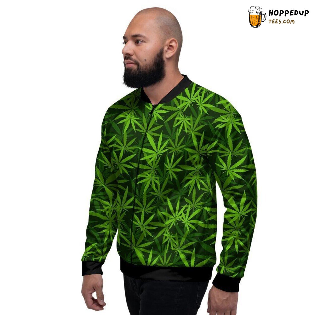 Rasta Reggae Leaf Artistic Design Men’s Bomber Jacket Vibrant Music Inspired