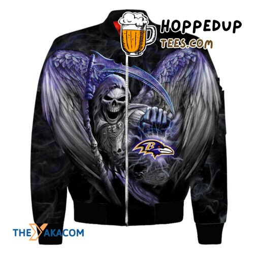 Ravens Death God Football Bomber Jacket Christmas Baltimore Fan Gift