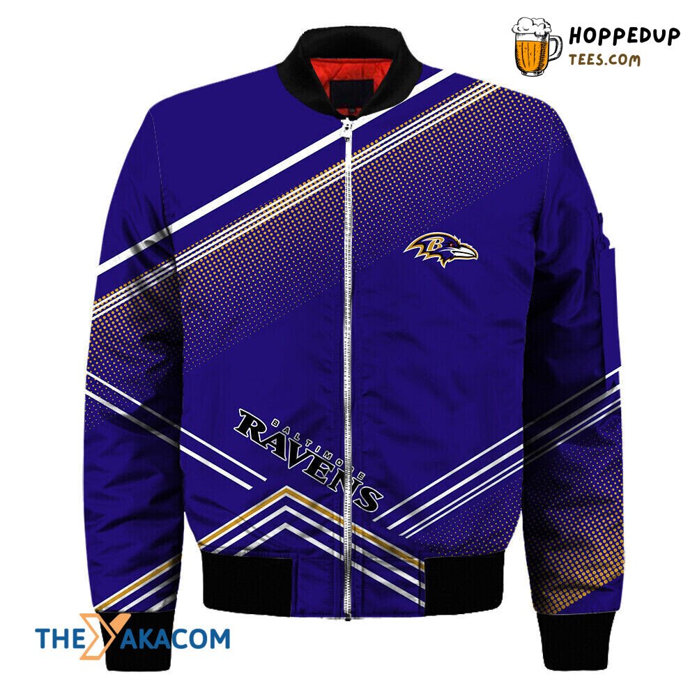 Ravens Stripes Polka Dots Football Bomber Jacket Christmas Baltimore Gift