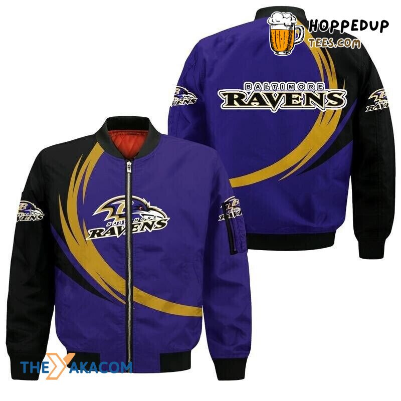 Ravens Two Tone Football Bomber Jacket Christmas Baltimore Fan Outerwear