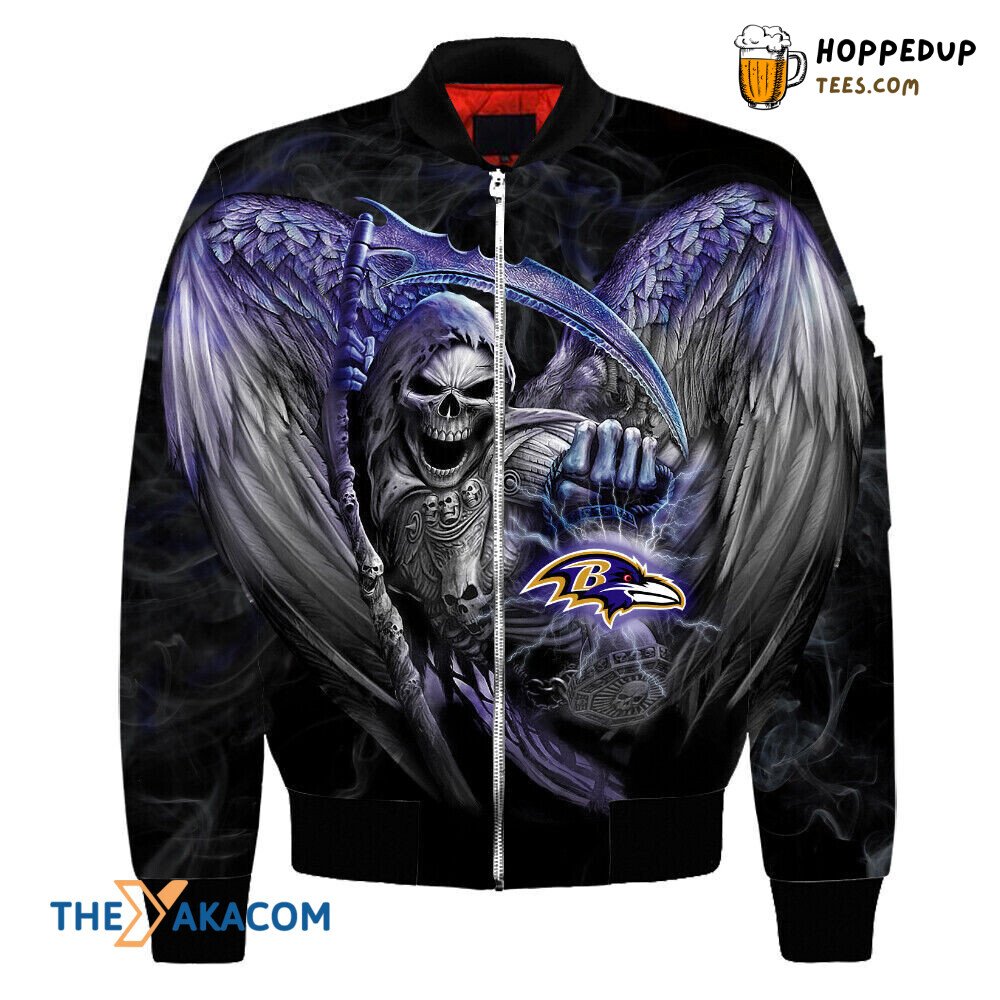 Ravens Winged Death God Football Bomber Jacket Christmas Baltimore Gift