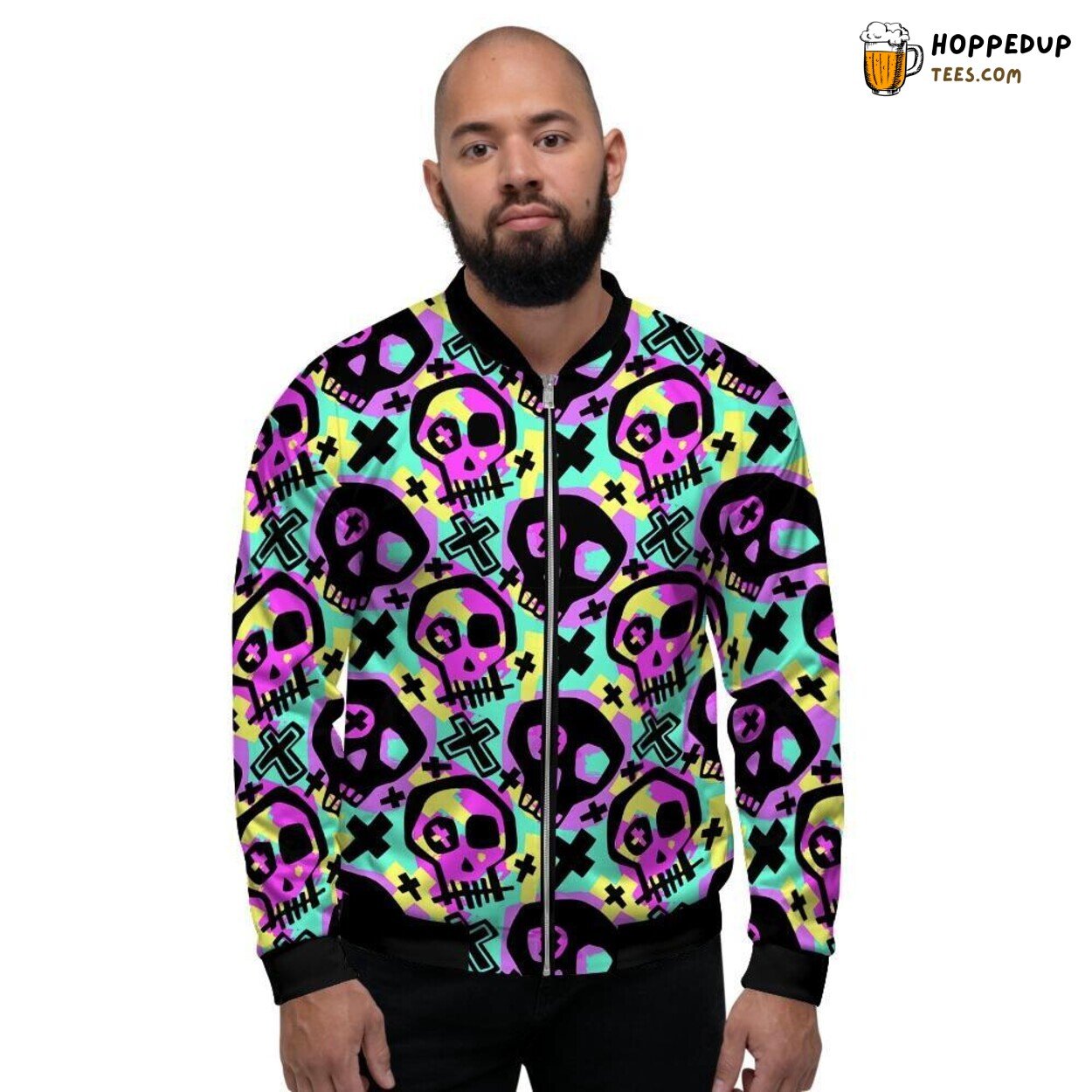 Raw Street Graffiti Skull Display Men’s Bomber Jacket Urban Edge Design