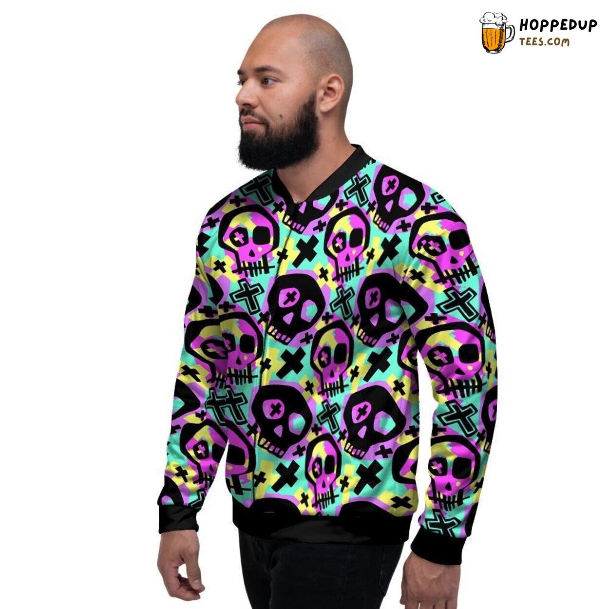 Raw Street Graffiti Skull Display Men’s Bomber Jacket Urban Edge Design