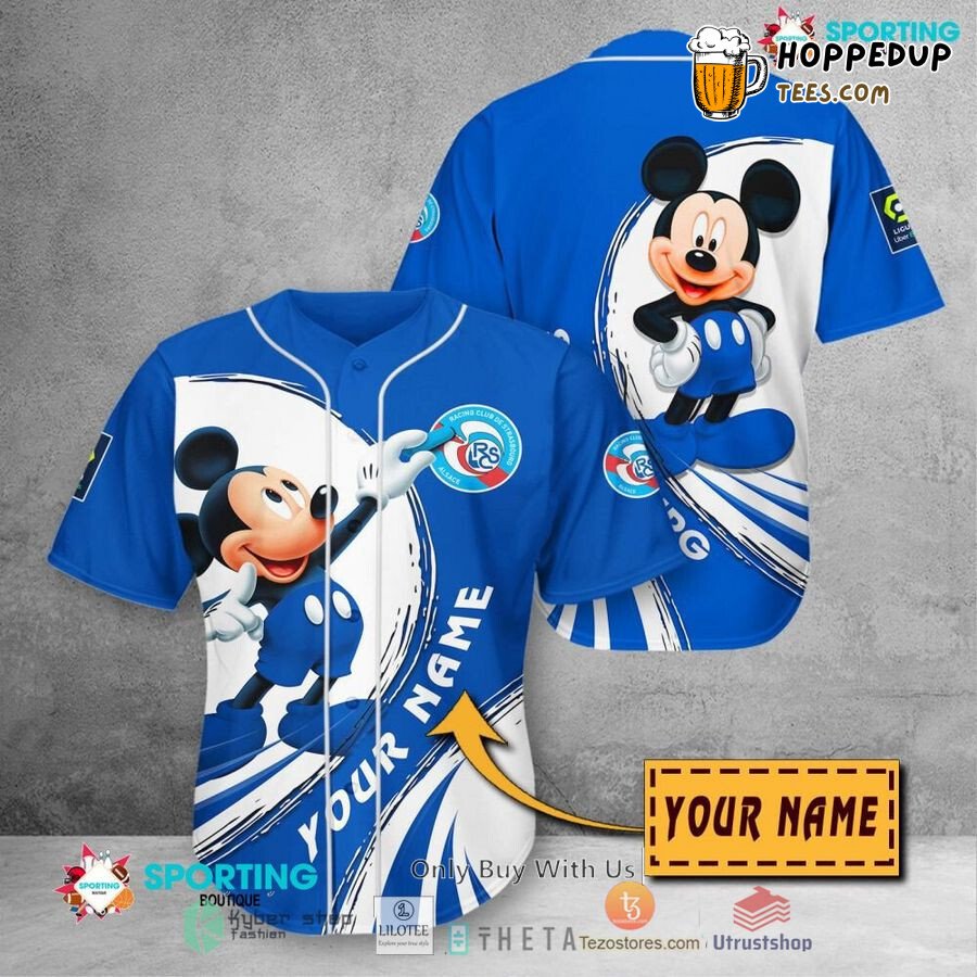 RC Strasbourg Alsace Custom Name Mickey Mouse Baseball Jersey Unisex Shirt