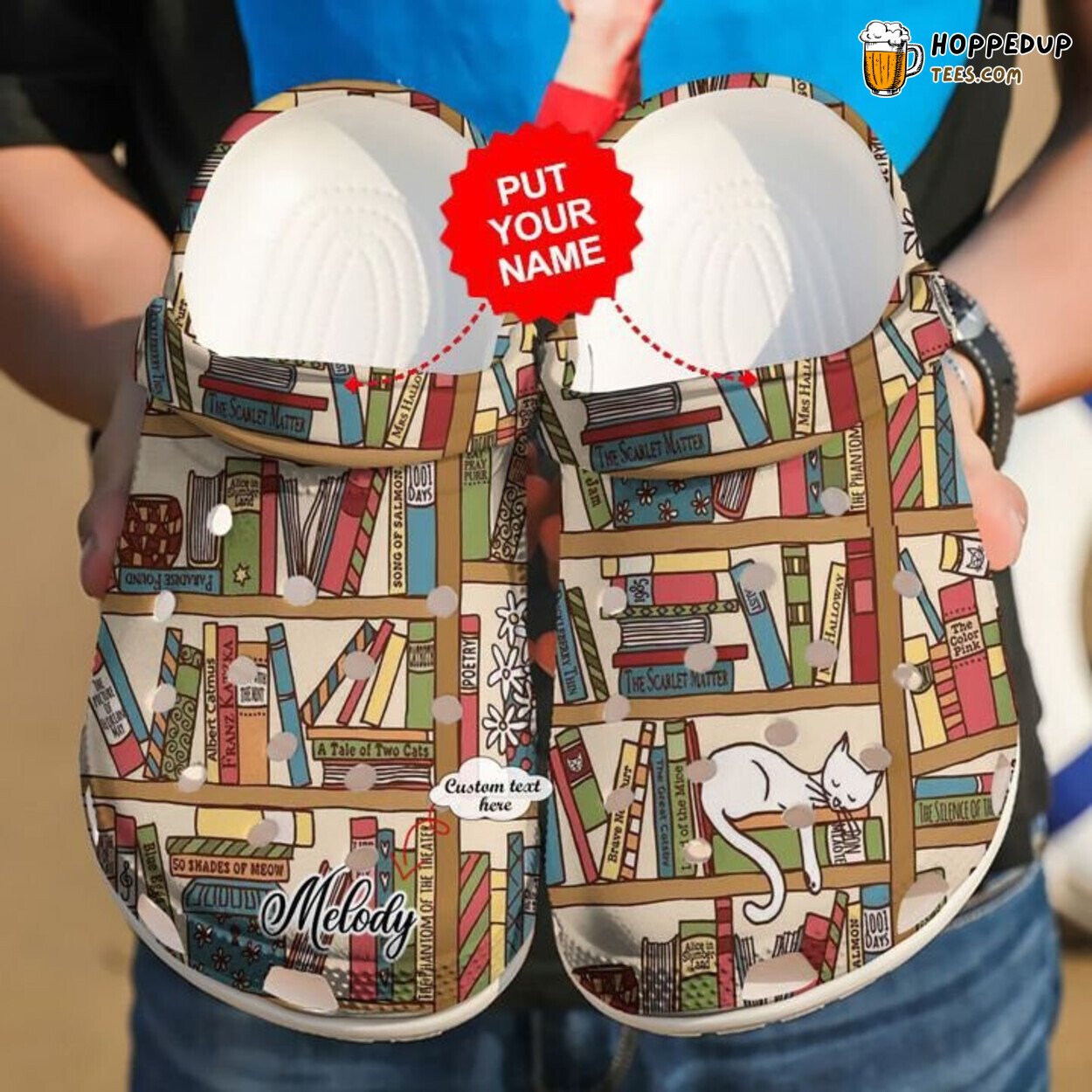 Reading Personalized Cat And Books Theme Comfortable Clogs Shoes