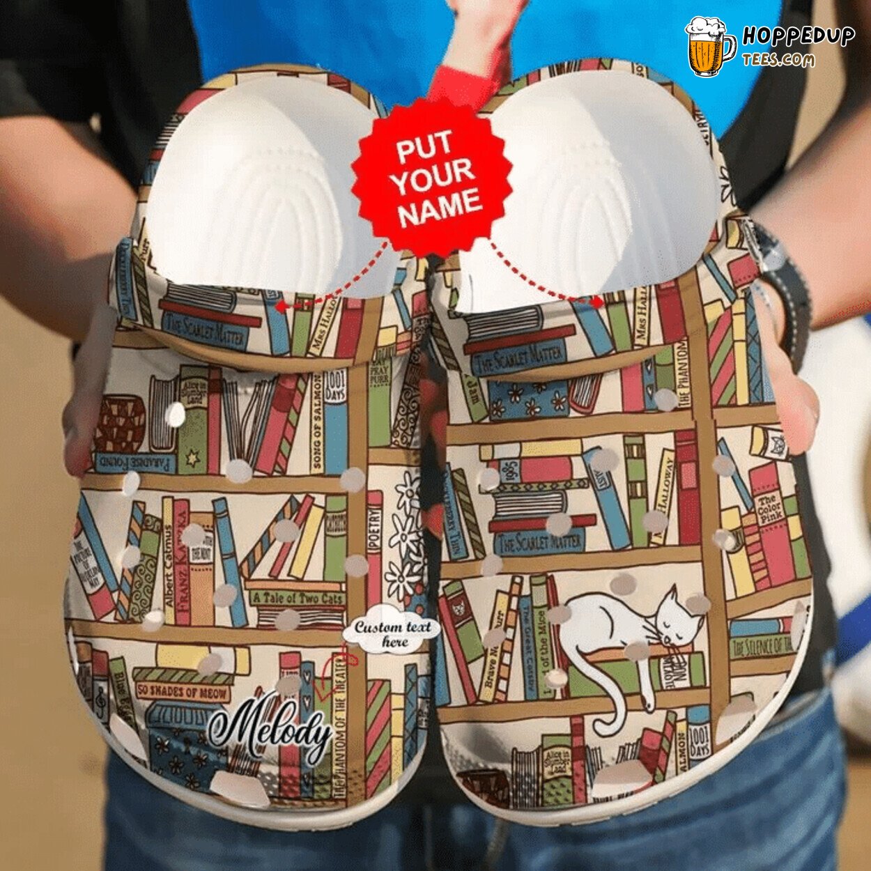 Reading Personalized Cat And Books Theme Comfortable Unique Clogs