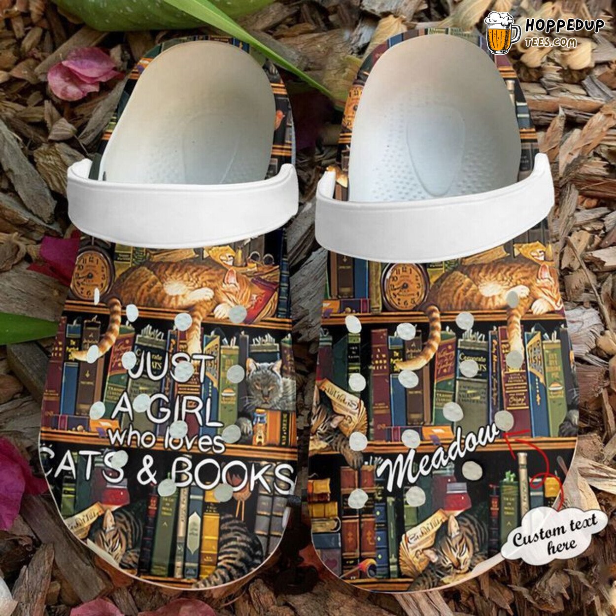 Reading Personalized Cat Books Themed Comfortable Clog Shoes