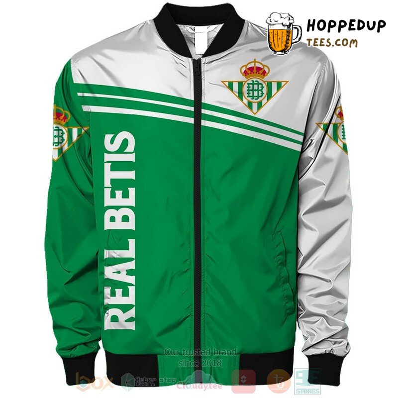 Real Betis Official Green White Classic Fan Bomber Jacket Series