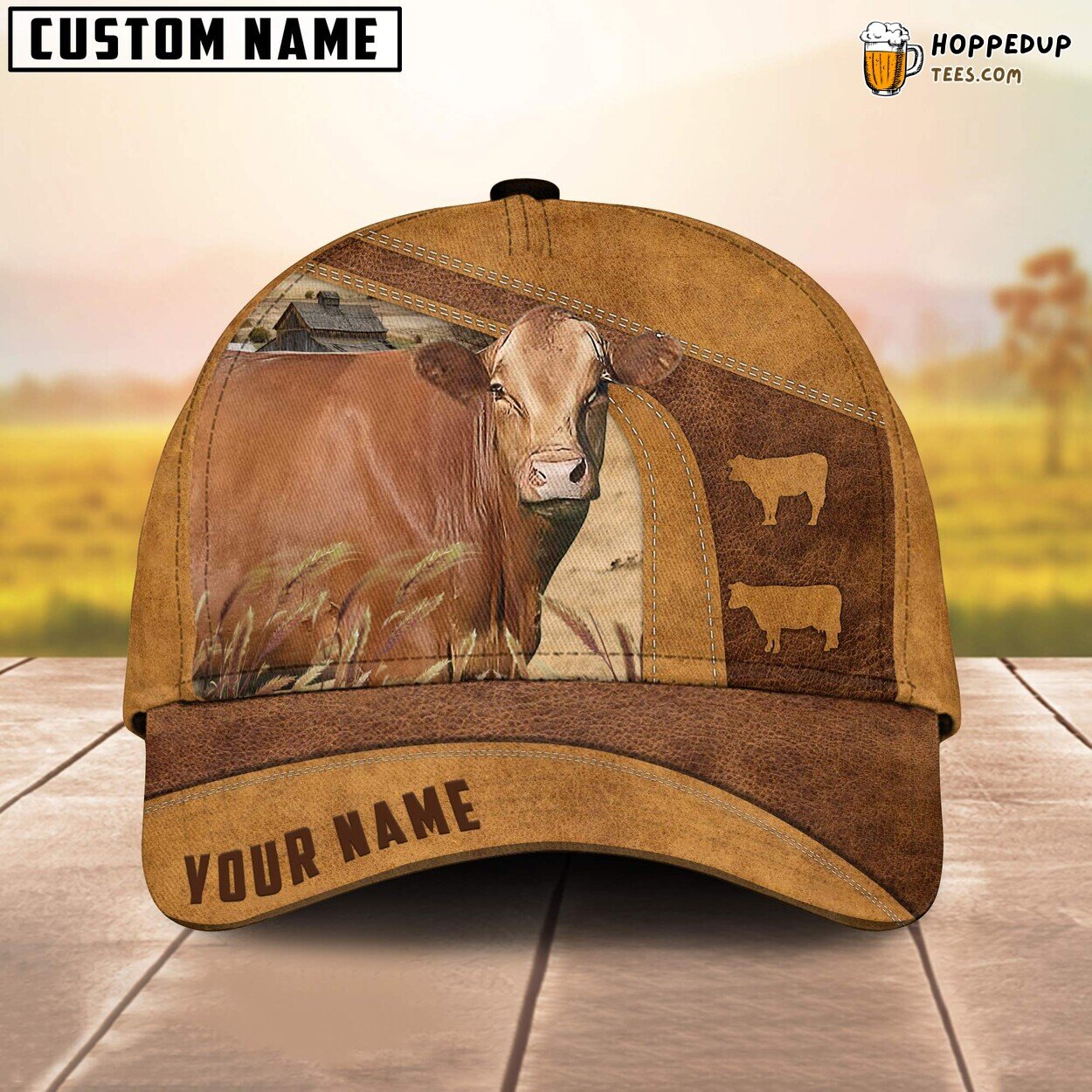 Red Akaushi Farm Lovers Retro 3D All Over Print Baseball Cap Animal