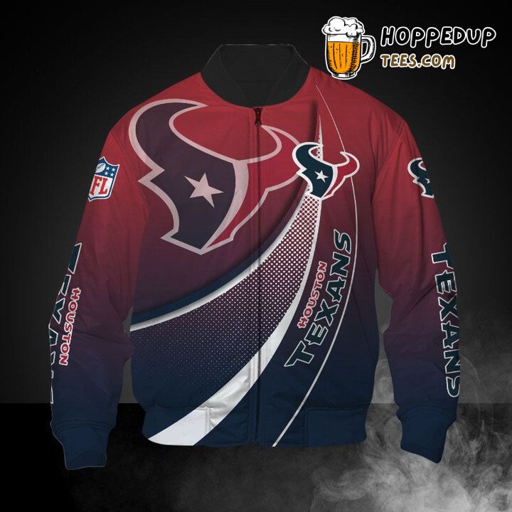 Red and Blue Houston Texans Bomber Jacket with NFL Team Spirit