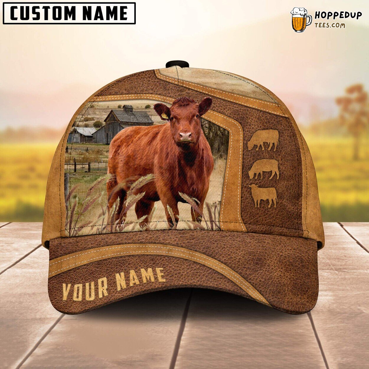 Red Angus Farm Custom Baseball Cap 3D Print Farm Lovers Leather Animal