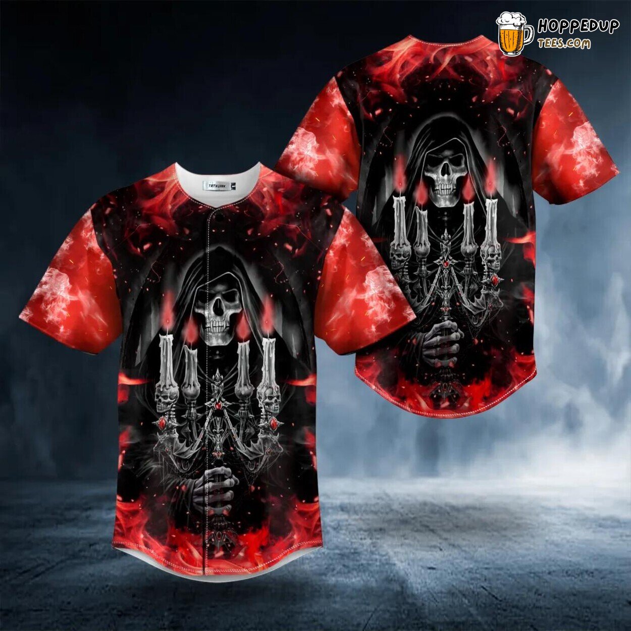Red Candelabra Reaper Grim Skull Tailored Unique Baseball Jersey
