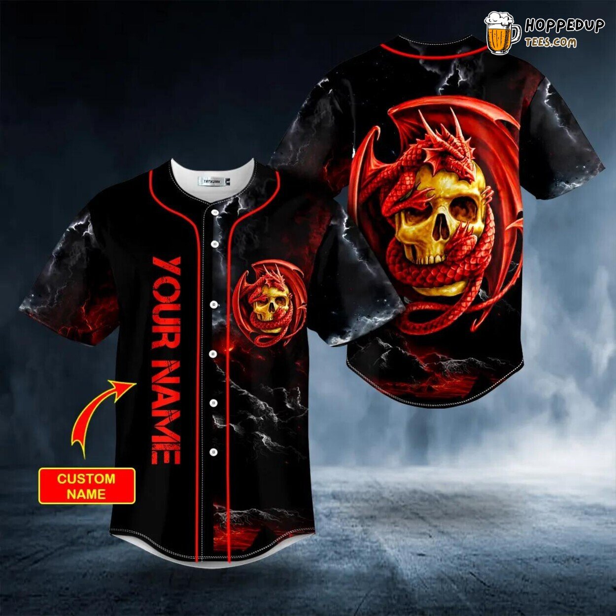 Red Celtic Dragon Skull Baseball Jersey Graphic Tees 3D Print Unique Look Red Celtic Dragon Skull Baseball Jersey Graphic Tees 3D Print Unique Look
